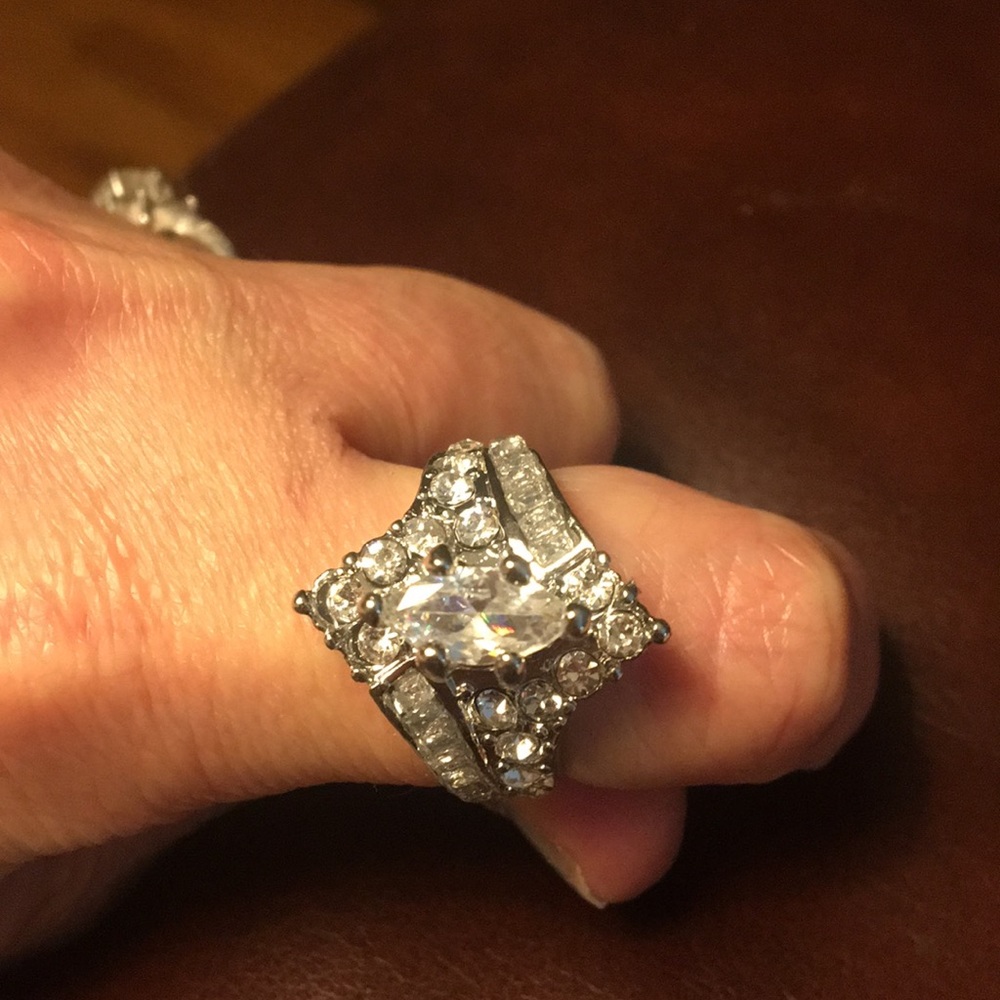 3.20 TCW Marquise Cut White Sapphire Ring Size 7